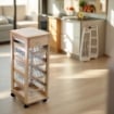 VESUVIO CARRELLO DA CUCINA IN LEGNO NATURALE H83 X 36 X 29 CM