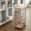 VESUVIO CARRELLO DA CUCINA IN LEGNO NATURALE H83 X 36 X 29 CM
