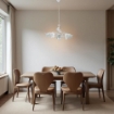 MILANO LAMPADARIO A SOSPENSIONE IN METALLO DESIGN MODERNO COLORE BIANCO E ARGENTO E14 5 LUCI 46 WATT 41X41X41 CM
