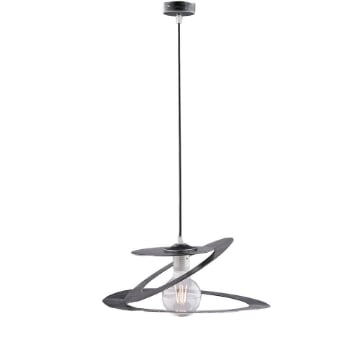 SUSY LAMPADARIO IN METALLO DESIGN MODERNO COLORE NERO E ARGENTO E27 1 LUCE 57 WATT 40X40X60 CM