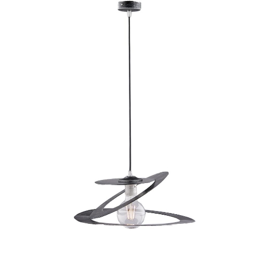 SUSY LAMPADARIO IN METALLO DESIGN MODERNO COLORE NERO E ARGENTO E27 1 LUCE 57 WATT 40X40X60 CM