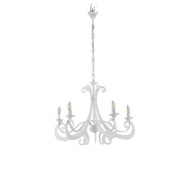 CAMILLA LAMPADARIO 5 LUCI IN METALLO FREGI IN FERRO A TAGLIO LASER COLORE BIANCO 46 WATT E14 