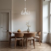 CAMILLA LAMPADARIO 5 LUCI IN METALLO FREGI IN FERRO A TAGLIO LASER COLORE BIANCO 46 WATT E14 