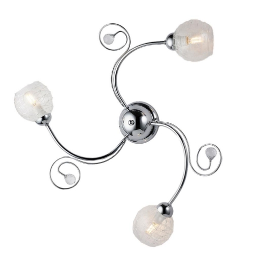 CRISTINA PLAFONIERA DESIGN MODERNO IN METALLO COLORE CROMATO E14 3 LUCI 46 WATT 65X65X23 CM