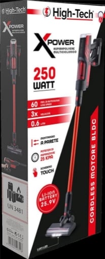 HIGH-TECH ASPIRAPOLVERE MULTICICLONICO POTENZA ASPIRAZIONE 25 KPA SCHERMO TOUCH CORDLESS MOTOR BLDC 250 WATT OKX