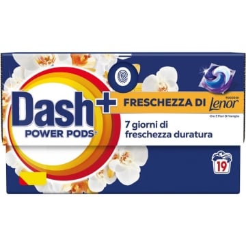  DASH+POWER PODS FRESCHEZZA DI LENOR FRAGRANZA ORO E FIORI DI VANIGLIA 19 LAVAGGI 440.8 G OKX