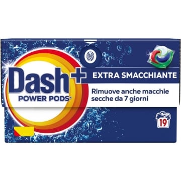 DASH+POWER PODS EXTRA SMACCHIANTE RIMUOVE ANCHE LE MACCHIE SECCHE DA 7 GIORNI 19 LAVAGGI 442.7 G OKX