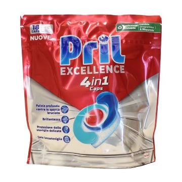 PRIL EXCELLENCE 4 IN 1 CAPS PULIZIA PROFONDA CONTRO LOSPORCO BRUCITAO 18 CAPS 325.8 G OKX