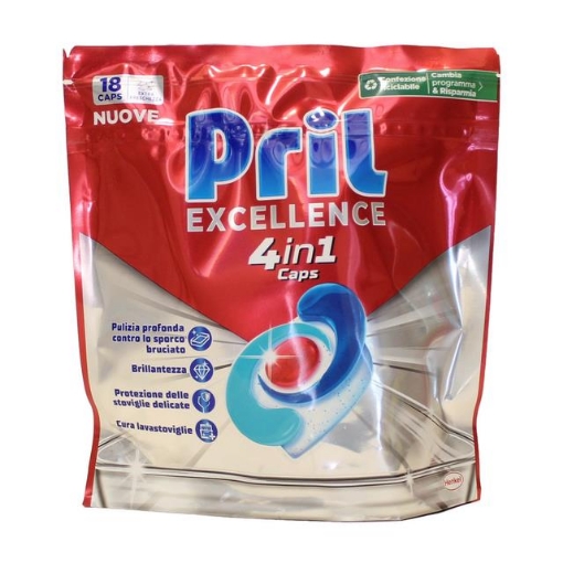 PRIL EXCELLENCE 4 IN 1 CAPS PULIZIA PROFONDA CONTRO LOSPORCO BRUCITAO 18 CAPS 325.8 G OKX