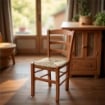 SEDIA IN LEGNO COLORE CILIEGIO 45×45×88 CM MODELLO PAESANA CON SEDUTA IN PAGLIA GREZZA E SCHIENALE ALTO 