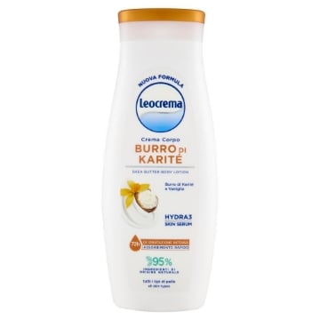 LEOCREMA CREMA CORPO CON BURRO DI KARITÈ E VANIGLIA 72H DI IDRATAZIONE INTENSA 400 ML OKX