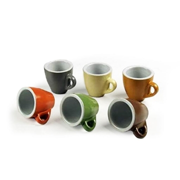 SET 6 TAZZINE CAFFÈ MULTICOLOR IN CERAMICA CON 4 CUCCHIAINI IN ACCIAIO INOX