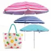 MAURY'S OMBRELLONE NIZZA DA 220  + BORSA MARE CON MANICI IN CORDA 55X40X13 CM COLORATA BIANCA CON COCOMERI GELATI E FRUTTA 