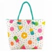 MAURY'S OMBRELLONE NIZZA DA 220  + BORSA MARE CON MANICI IN CORDA 55X40X13 CM COLORATA BIANCA CON COCOMERI GELATI E FRUTTA 
