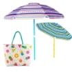 MAURY'S OMBRELLONE SIRACUSA DA 200 + BORSA MARE CON MANICI IN CORDA 55X40X13 CM COLORATA BIANCA CON COCOMERI E GELATI