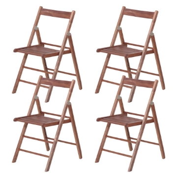 SET 4 SEDIE PIEGHEVOLI NOCE REALIZZATE INTERAMENTE IN FAGGIO RESISTENTE E COMODA PER INTERI ED ESTERNI 85X42X7 CM 
