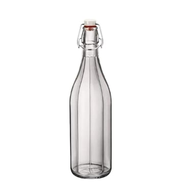 MA MAISON BOTTIGLIA COSTOLATA TRASPARENTE 500 CC DA TAVOLA PER BEVANDE CON TAPPO A CHIUSURA ERGONOMICA OKX
