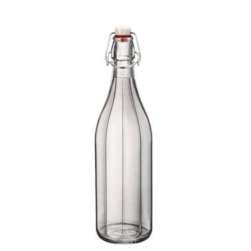 MA MAISON BOTTIGLIA COSTOLATA TRASPARENTE 500 CC DA TAVOLA PER BEVANDE CON TAPPO A CHIUSURA ERGONOMICA OKX