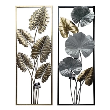MA MAISON DECORAZIONE IN METALLO DA PARETE MODELLO DALIA CON FOGLIE  E SFONDO TRASPARENTE 31X90H CM ASSORTITI OKX
