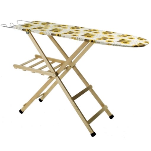 ASSE DA STIRO IN LEGNO DI FAGGIO NATURALE 35X141,5 XH92 CM CON COPRIASSE ASSORTITO