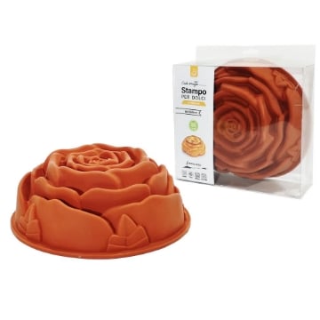 STAMPO IN SILICONE A FORMA DI ROSA DIAMETRO 23 CM ALTEZZA 9 CM PER DOLCI PER PASTICCERIA 