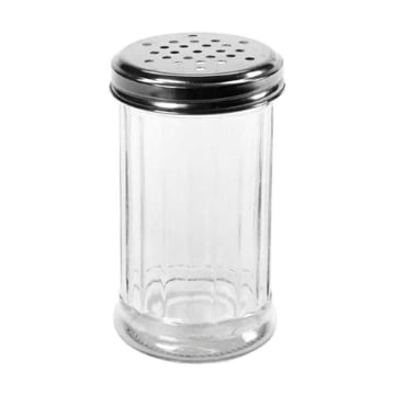 SPARGITORE IN VETRO TRASPARENTE DOSATORE IN ACCIAIO MULTIUSO DA CUCINA 8X14H CM 