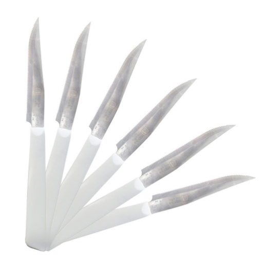 MAURY'S SET DA 6 COLTELLI PER BISTECCA IN ACCIAIO INOX DI COLORE BIANCO