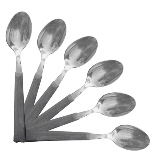 MAURY'S BEST QUALITY SET DA 6 CUCCHIAI DA TAVOLA GRIGIO EFFETTO PIETRA