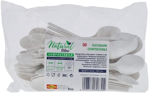 BIBO 50 CUCCHIAINI DA CAFFÈ IN BIOPLASTICA BIANCHI