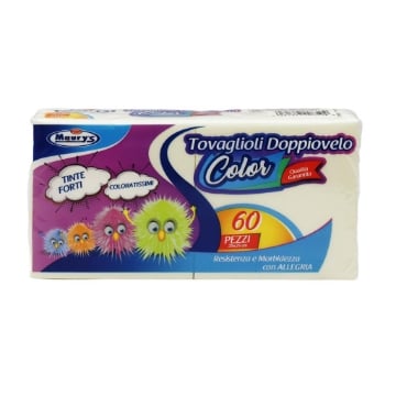 MAURY'S TOVAGLIOLI COLORATI A DOPPIO VELO 25 X 25  CM COLORE CREMA 60 PEZZI