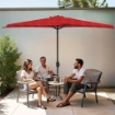 OMBRELLONE MEZZALUNA DA MURO IN ALLUMINIO COLORE BORDEAUX 300 X 150 X H 250 CM