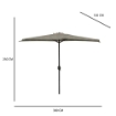 OMBRELLONE MEZZALUNA DA MURO IN ALLUMINIO COLORE GRIGIO 300 X 150 X H 250 CM