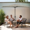 OMBRELLONE MEZZALUNA DA MURO IN ALLUMINIO COLORE GRIGIO 300 X 150 X H 250 CM