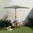 OMBRELLONE MEZZALUNA DA MURO IN ALLUMINIO COLORE GRIGIO 300 X 150 X H 250 CM