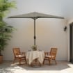 OMBRELLONE MEZZALUNA DA MURO IN ALLUMINIO COLORE GRIGIO 300 X 150 X H 250 CM
