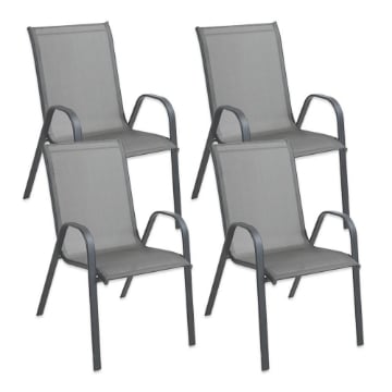 MA MAISON SET 4 SEDIE JUDY GRIGIA MODERNA 54X67X90H CM STRUTTURA IN ACCIAIO TESSUTO TEXILENTE 2X1 -  IMPILABILE 