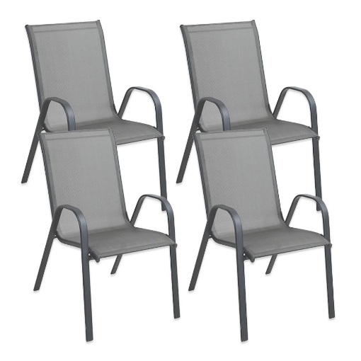 MA MAISON SET 4 SEDIE JUDY GRIGIA MODERNA 54X67X90H CM STRUTTURA IN ACCIAIO TESSUTO TEXILENTE 2X1 -  IMPILABILE 