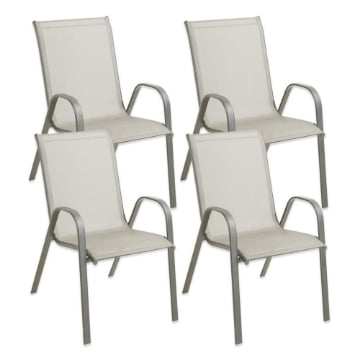 SET 4 SEDIE IMPILABILI DESIGN CLASSICO STRUTTURA IN ACCIAIO RIVESTIMENTO TEXTILENE 54X67X90H CM 