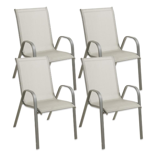 SET 4 SEDIE IMPILABILI DESIGN CLASSICO STRUTTURA IN ACCIAIO RIVESTIMENTO TEXTILENE 54X67X90H CM 