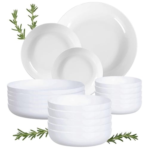 SERVIZIO PIATTI ELEGANT BIANCO LUCIDO 18 PEZZI - 6 PZ DESSERT Ø 17 - 6 PZ PRIMA PORTATA Ø 21 - 6 PZ PER SECONDA PORTATA Ø 25 