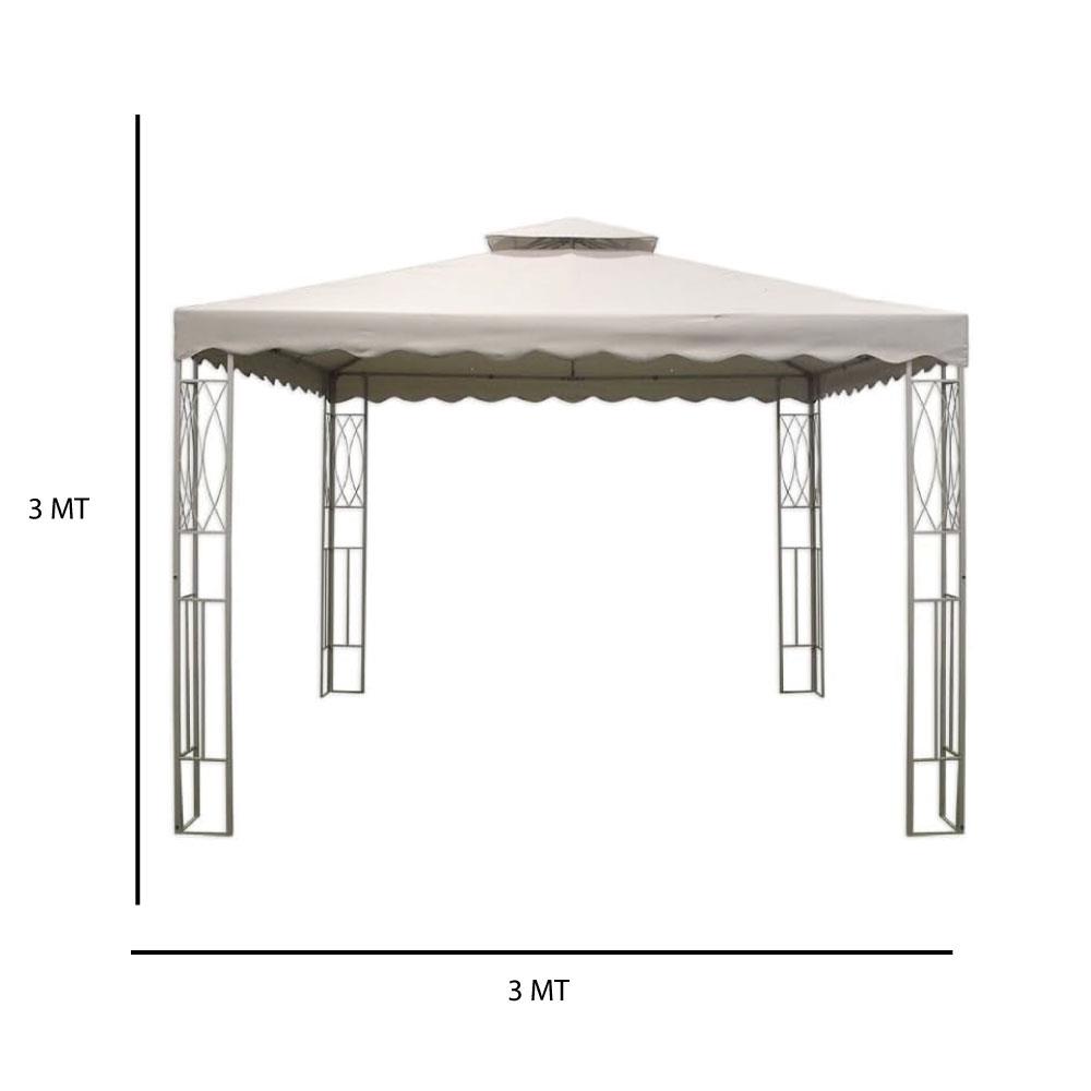 Gazebo Macon 3x3 Metri – Telaio In Acciaio Verniciato, Telo In Polietilene, Colore Verde
