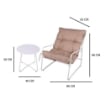 SET DI DUE POLTRONE 65X86X86 DI COLORE BEIGE CON STRUTTURA IN METALLO E CUSCINO BEIGE + TAVOLINO BIANCO IN METALLO 40X50 CM 