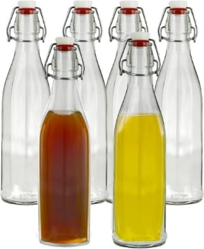 SET 6 BOTTIGLIE MILLY 500 ML IN VETRO CON TAPPO A CHIUSURA ERMETICA CERVE VINTAGE