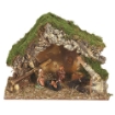 PRESEPE DI NATALE CON FASCINE E COMPRESO DI  3 PERSONAGGI ANTICHIZZATI SU BASE DI 36X26X16 CM OKX