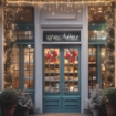 CORONA VERDE IN PVC DECORATA DA STELLE DI NATALE E PIGNE INNEVATE,DIMENSIONI DIAMETRO DI 40CM OKX
