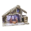 PRESEPE DI NATALE SCENA NATIVITA CON CAPANNA INNEVATA CON 5 LUCI FREDDE DI RAME A BATTERIA DIMENSIONI 31 X 21 X 21 CM OKX