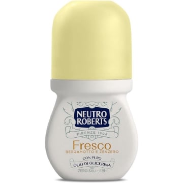 NEUTRO ROBERTS DEODORANTE ROLL-ON FRESCO BERGAMOTTO E ZENZERO CON PURO OLIO DI GLICERINA E ZERO MACCHIE 50 ML - 48 H