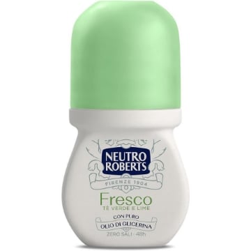 NEUTRO ROBERTS DEODORANTE ROLL-ON FRESCO TE' VERDE E LIME CON PURO OLIO DI GLICERINA E ZERO MACCHIE 50 ML - 48 H