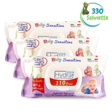 HYDRA VIVA 330 SALVIETTINE UMIDIFICATE CAMOMILLA DELICATE NEONATI E BAMBINI - SALVIETTE,CAMBIO PANNOLINO (3 CONFEZIONI DA 110 PZ)