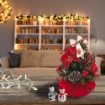 MAURY'S ALBERO DI NATALE ARTIFICIALE IN PVC VERDE DECORATO CON STELLE DI NATALE E BACCHE ROSSE CON FIOCCO DIMENSIONI H.60 CM OKX